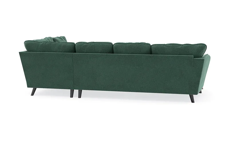 Trend Lyx 4-seters Venstrevendt U-formet Sofa med Divan og Sjeselong i Fløyel - Mørkegrønn - Møbler - Sofaer - U-sofa