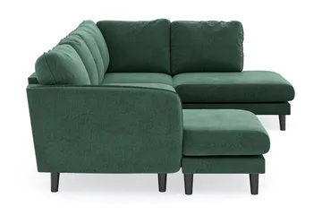 Trend Lyx 4-seters Venstrevendt U-formet Sofa med Divan og Sjeselong i Fløyel - Mørkegrønn - Møbler - Sofaer - U-sofa