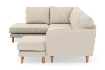 Trend Lyx 4-seters Venstrevendt U-formet Sofa med Divan og Sjeselong i Manchester - Beige - Møbler - Sofaer - U-sofa