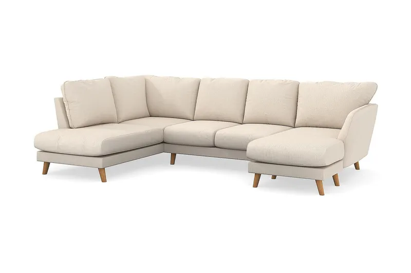 Trend Lyx 4-seters Venstrevendt U-formet Sofa med Divan og Sjeselong i Manchester - Beige - Møbler - Sofaer - U-sofa