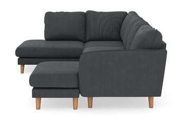 Trend Lyx 4-seters Venstrevendt U-formet Sofa med Divan og Sjeselong i Manchester - Mørk grå - Møbler - Sofaer - U-sofa