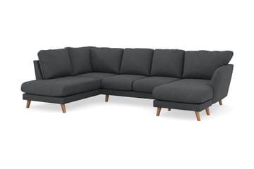 Trend Lyx 4-seters Venstrevendt U-formet Sofa med Divan og Sjeselong i Manchester - Mørk grå - Møbler - Sofaer - U-sofa