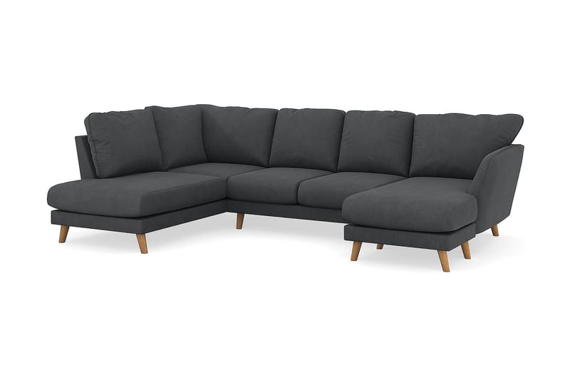 Trend Lyx 4-seters Venstrevendt U-formet Sofa med Divan og Sjeselong i Manchester - Mørk grå - Møbler - Sofaer - U-sofa
