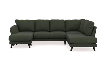Trend Lyx 4-seters Venstrevendt U-formet Sofa med Divan og Sjeselong i Manchester - Mørkegrønn - Møbler - Sofaer - Sofaer med sjeselong - 4 seters sofa med divan