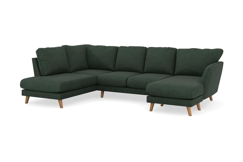 Trend Lyx 4-seters Venstrevendt U-formet Sofa med Divan og Sjeselong i Manchester - Mørkegrønn - Møbler - Sofaer - U-sofa