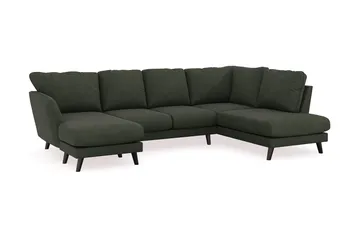 Trend Lyx 4-seters Venstrevendt U-formet Sofa med Divan og Sjeselong i Manchester - Mørkegrønn - Møbler - Sofaer - Sofaer med sjeselong - 4 seters sofa med divan