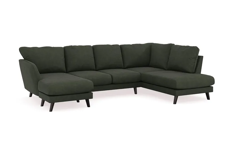 Trend Lyx 4-seters Venstrevendt U-formet Sofa med Divan og Sjeselong i Manchester - Mørkegrønn - Møbler - Sofaer - Sofaer med sjeselong - 4 seters sofa med divan