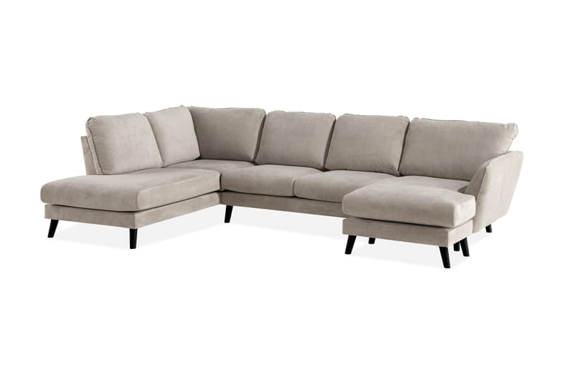 Trend Lyx 4-seters Venstrevendt U-formet Sofa med Divan og Sjeselong i Stoff - Beige - Møbler - Sofaer - U-sofa