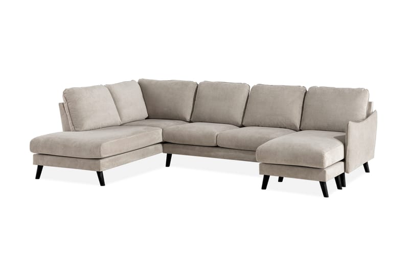Trend Lyx 4-seters Venstrevendt U-formet Sofa med Divan og Sjeselong i Stoff - Beige - Møbler - Sofaer - U-sofa