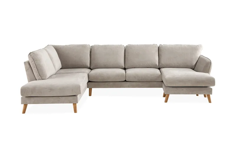 Trend Lyx 4-seters Venstrevendt U-formet Sofa med Divan og Sjeselong i Stoff, Beige