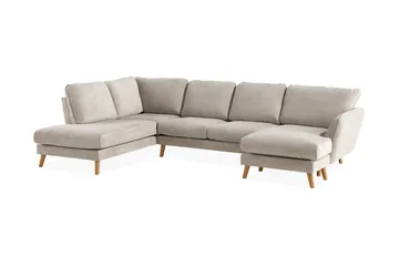 Trend Lyx 4-seters Venstrevendt U-formet Sofa med Divan og Sjeselong i Stoff - Beige - Møbler - Sofaer - U-sofa