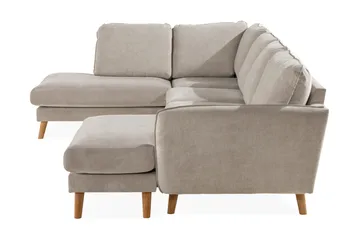 Trend Lyx 4-seters Venstrevendt U-formet Sofa med Divan og Sjeselong i Stoff - Beige - Møbler - Sofaer - U-sofa