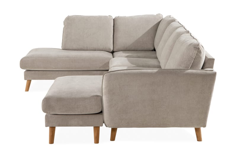 Trend Lyx 4-seters Venstrevendt U-formet Sofa med Divan og Sjeselong i Stoff - Beige - Møbler - Sofaer - U-sofa