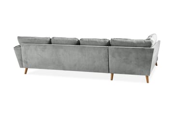 Trend Lyx 4-seters Venstrevendt U-formet Sofa med Divan og Sjeselong i Stoff - Grå - Møbler - Sofaer - U-sofa
