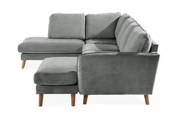 Trend Lyx 4-seters Venstrevendt U-formet Sofa med Divan og Sjeselong i Stoff - Grå - Møbler - Sofaer - U-sofa