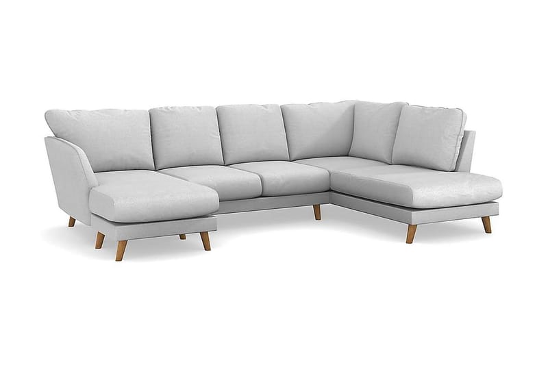 Trend Lyx 4-seters Venstrevendt U-formet Sofa med Divan og Sjeselong i Stoff - Lys grå - Møbler - Sofaer - U-sofa