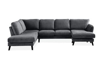 Trend Lyx 4-seters Venstrevendt U-formet Sofa med Divan og Sjeselong i Stoff - Mørk grå - Møbler - Sofaer - U-sofa