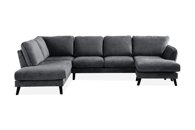 Trend Lyx 4-seters Venstrevendt U-formet Sofa med Divan og Sjeselong i Stoff, Mørk grå