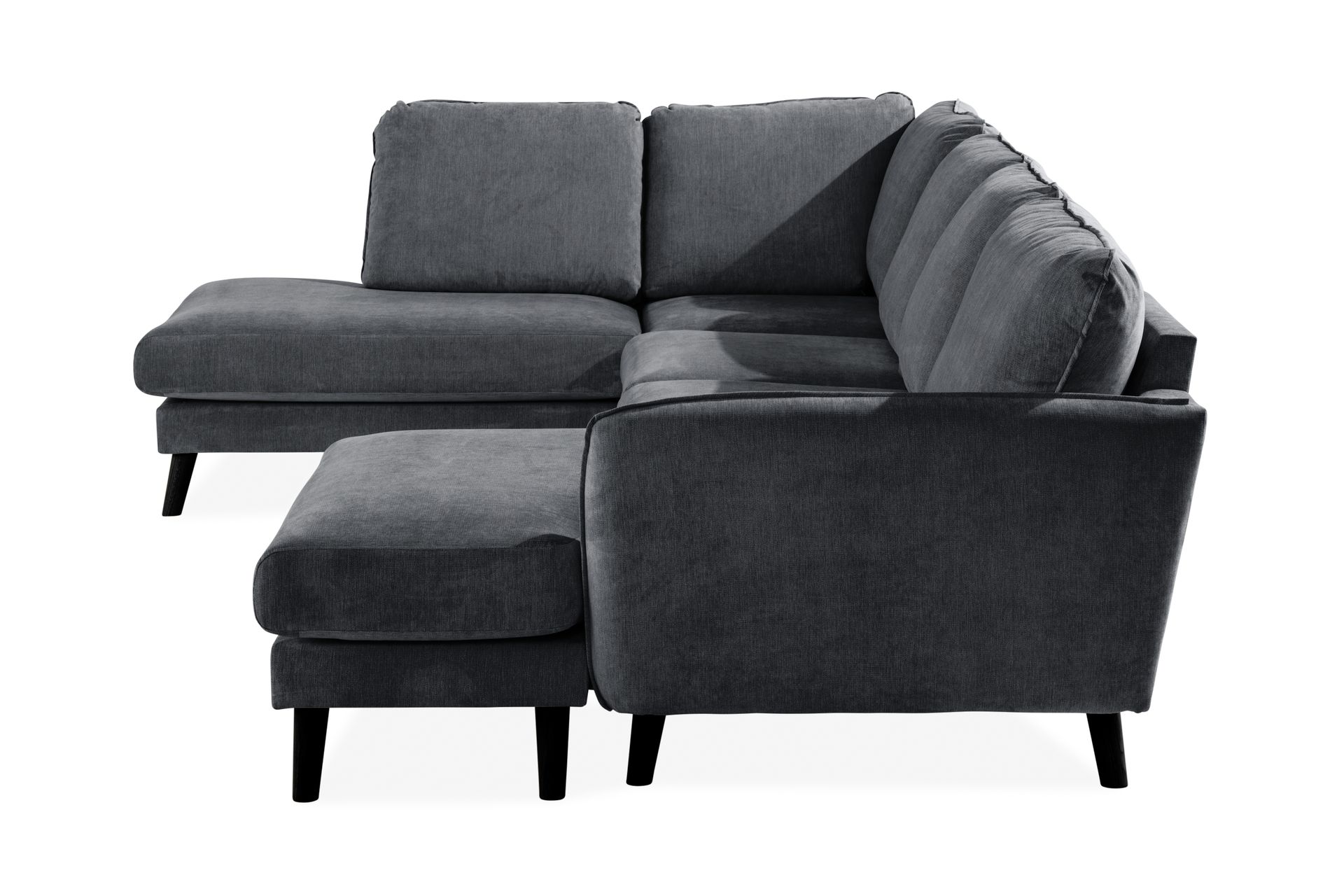 Trend Lyx 4-seters Venstrevendt U-formet Sofa med Divan og Sjeselong i Stoff - Mørk grå - Møbler - Sofaer - U-sofa