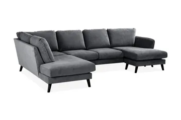 Trend Lyx 4-seters Venstrevendt U-formet Sofa med Divan og Sjeselong i Stoff - Mørk grå - Møbler - Sofaer - U-sofa