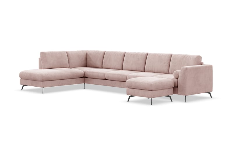 U-sofa Friday Lyx med Sjeselong Venstre - Rosa - U-sofa