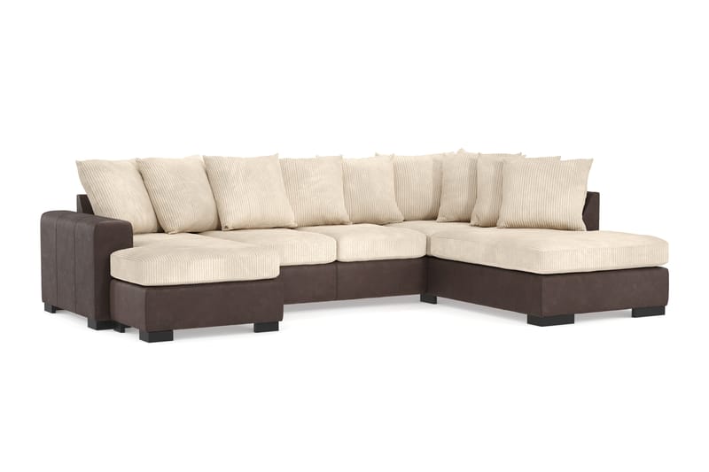 U-Sofa Friday Venstre Bonded Leather Hvit - 4 seters sofa med divan - U-sofa