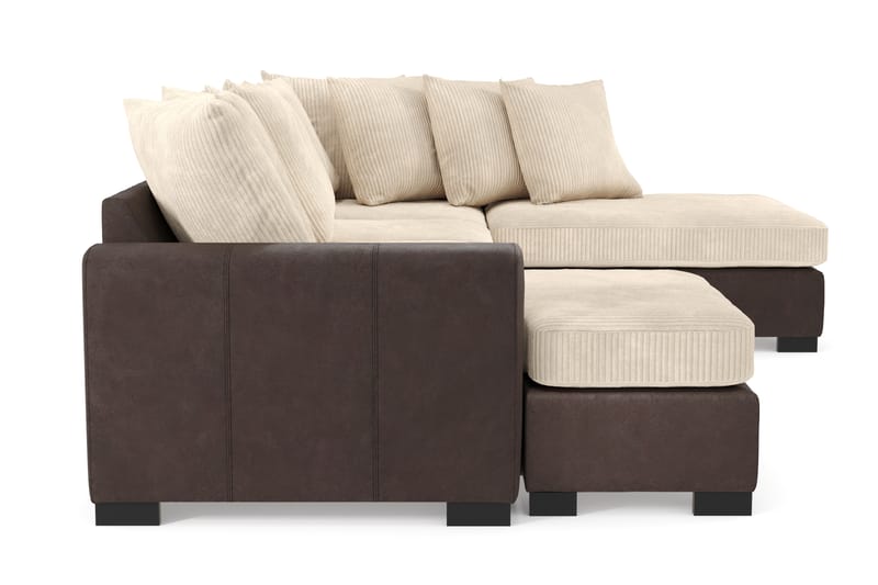 U-Sofa Friday Venstre Bonded Leather Hvit - 4 seters sofa med divan - U-sofa