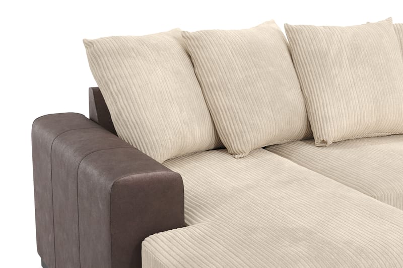 U-Sofa Friday Venstre Bonded Leather Hvit - 4 seters sofa med divan - U-sofa