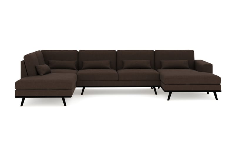 U-Sofa Haga - Brun - 4 seters sofa med divan - U-sofa