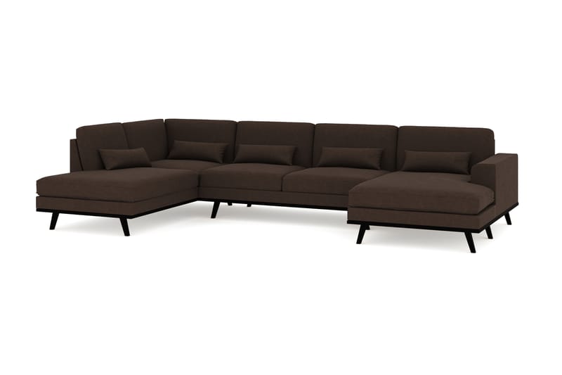 U-Sofa Haga - Brun - 4 seters sofa med divan - U-sofa