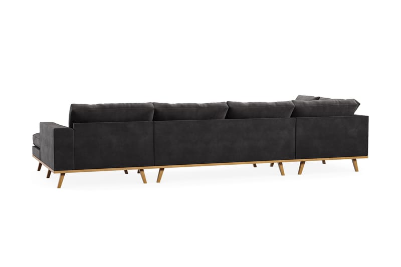 U-sofa Haga - Lysegrå/Eik - 4 seters sofa med divan - U-sofa