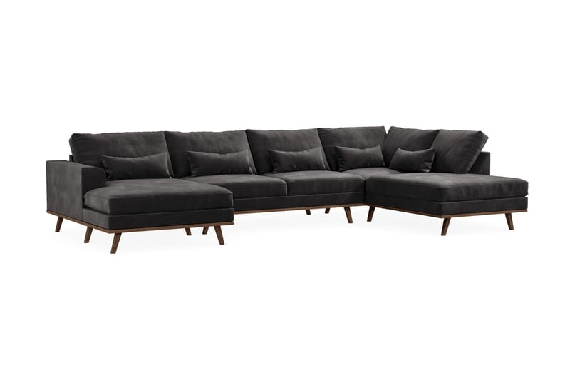 U-sofa Haga - Mørkegrå - 4 seters sofa med divan - U-sofa