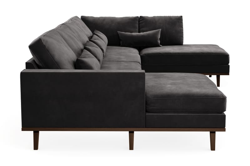 U-sofa Haga - Mørkegrå - 4 seters sofa med divan - U-sofa