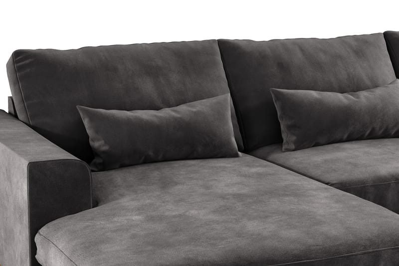 U-sofa Haga - Mørkegrå/Eik - 4 seters sofa med divan - U-sofa