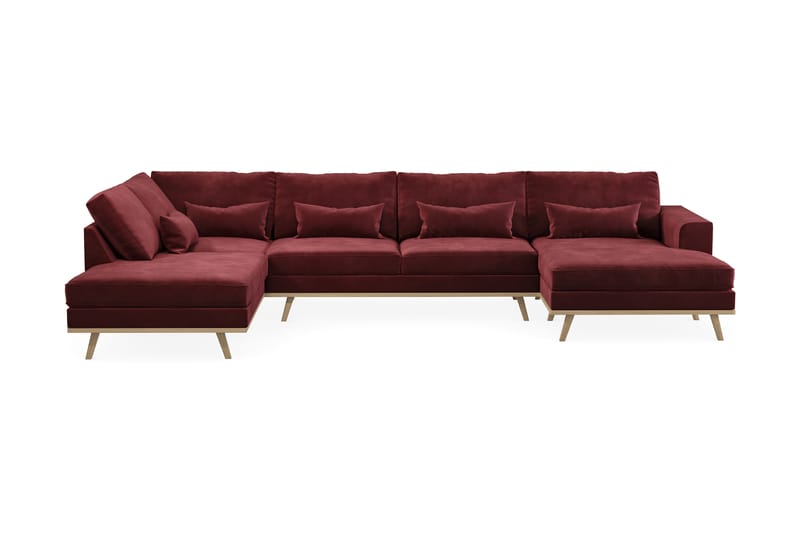 U-sofa Haga - Rød - 4 seters sofa med divan - U-sofa