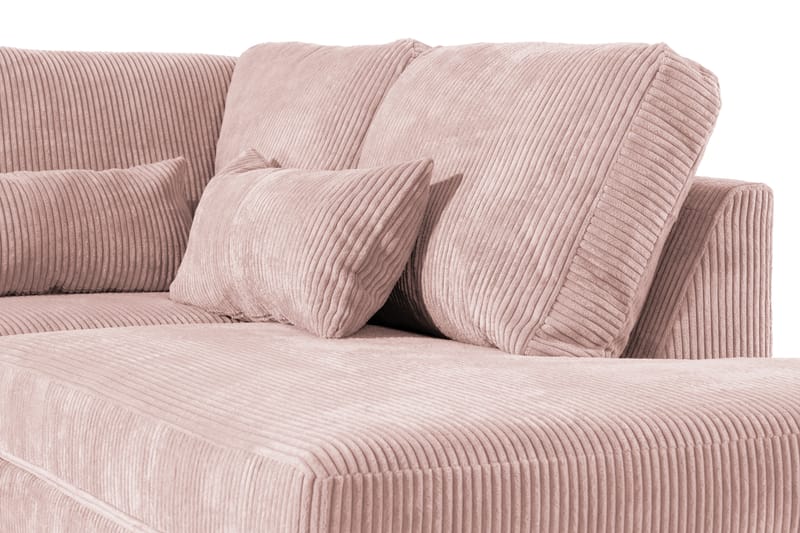 U-sofa Haga - Rosa/Eik - 4 seters sofa med divan - U-sofa
