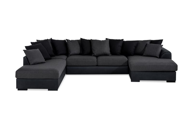 U-Sofa Havanna Divan Højre inkl. Konvoluttputer - Svart|Grå - 4 seters sofa med divan - U-sofa