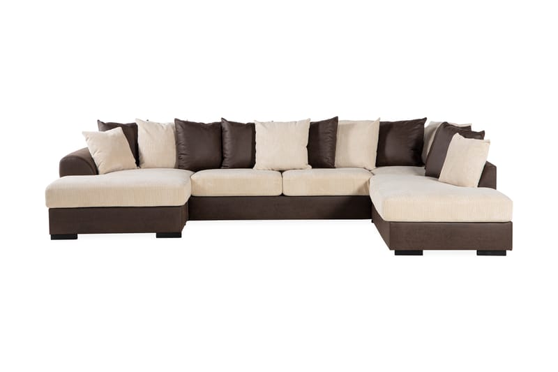 U-Sofa Havanna Divan Venstre inkl. Konvoluttputer - Beige/Brun - 4 seters sofa med divan - U-sofa