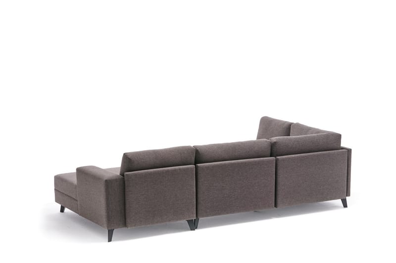 U-sofa Morille med Sjeselong Venstre - Brun / Svart - 4 seters sofa med divan - U-sofa