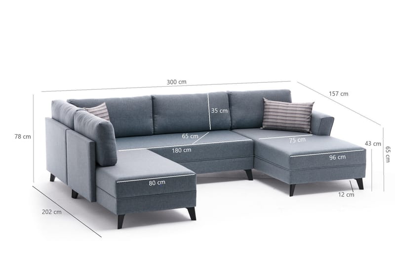 U-sofa Morille med Sjeselong Venstre - Brun / Svart - 4 seters sofa med divan - U-sofa