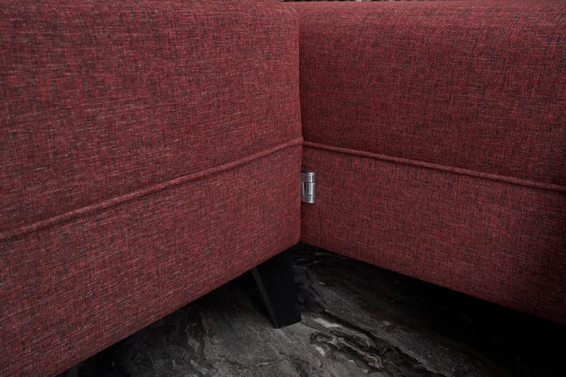 U-sofa Morille med sjeselong Venstre - Rød / Svart - 4 seters sofa med divan - U-sofa