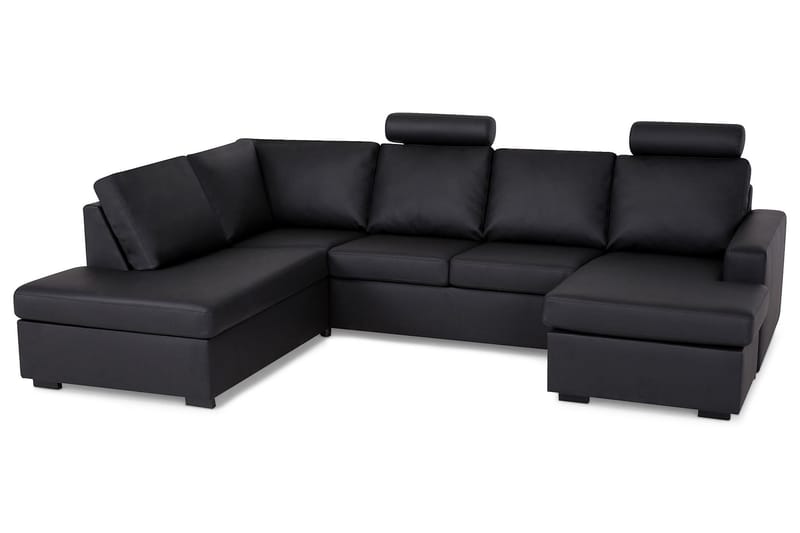 U-sofa Nevada Large Divan Høyre - Svart Kunstlær - U-sofa