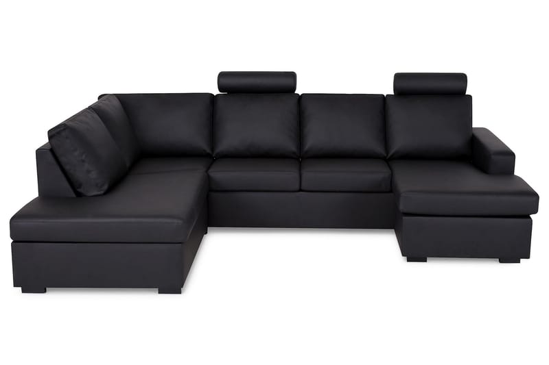 U-sofa Nevada Large Divan Høyre - Svart Kunstlær - U-sofa