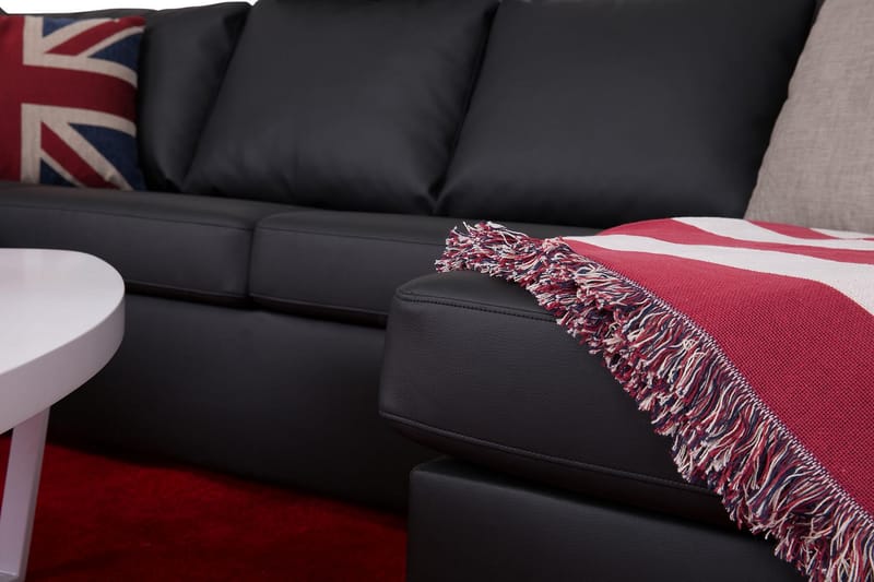 U-sofa Nevada Large Divan Høyre - Svart Kunstlær - U-sofa