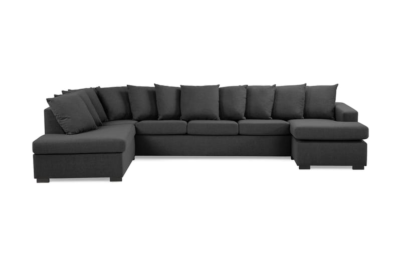 U-sofa Nevada XL Divan Høyre inkl. Konvoluttputer - Svart - U-sofa