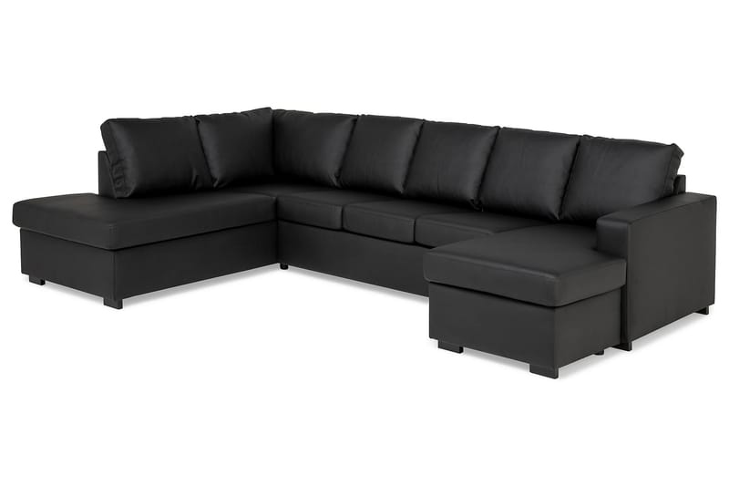 U-sofa Nevada XL Divan Høyre - Svart Kunstlær - U-sofa