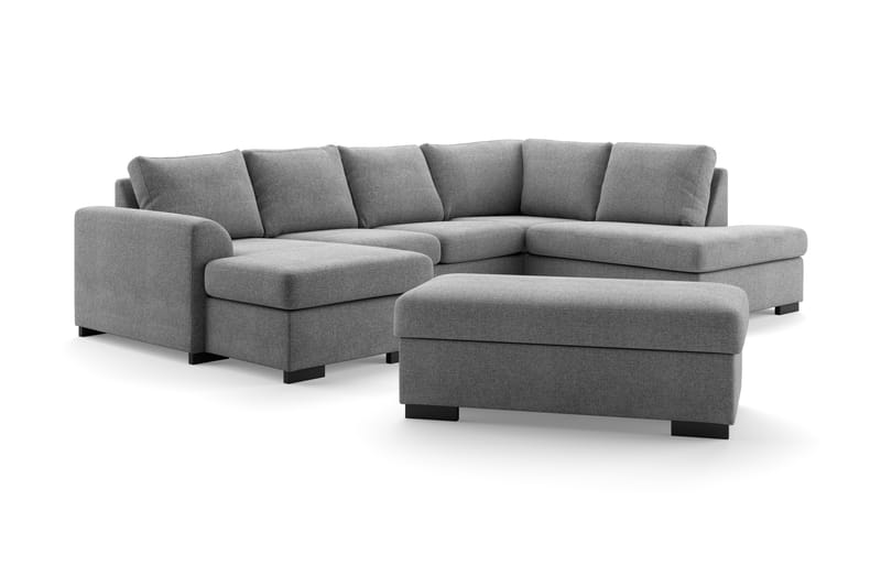 U-sofa Ohio med Divan Venstre med Fotskammel - Grå - Møbler - Sofaer - U-sofa