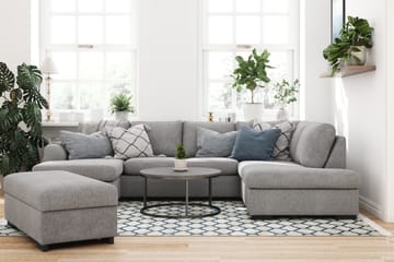 U-sofa Ohio med Divan Venstre med Fotskammel - Grå - Møbler - Sofaer - U-sofa