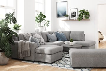 U-sofa Ohio med Divan Venstre med Fotskammel - Grå - Møbler - Sofaer - U-sofa