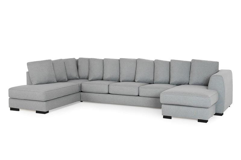 U-sofa Ontario Large med Divan Høyre inkl. Konvoluttputer - Lysgrå - U-sofa